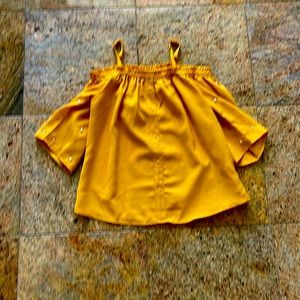 NWOT Gold Color Off Shoulder Top